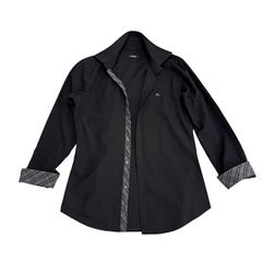 中古 バーバリーブラックレーベル BURBERRY BLACKLABEL 長袖 ボタンダウンシャツ クリーニング済み 黒 チェック柄 メンズ サイズ2