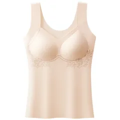 ブラトップ カップ付き インナー タンクトップ シームレス ストレッチ 花模様 シンプル 幅広ストラップ 美胸 さらさら パッド一体型 黒 白 大きいサイズ rr-044