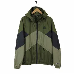アディダス adidas バック トゥ スポーツ ジャケット Back to Sport WIND.RDY Jacket ナイロン フード ジップアップ ブルゾン L カーキ 黒 ブラック セージグリーン 国内正規品