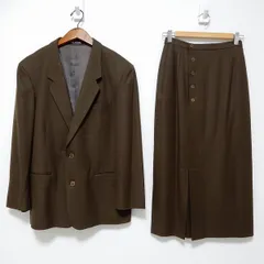 #wnc コムサデモード COMMECADUMODE スカートスーツ ツーピース セットアップ 茶 ウール シンプル レディース [961906]