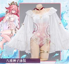 新品未使用 原神 珊瑚宮心海 八重神子 水着 コスプレ衣装 セクシー オフショルダー風 ワンピース型水着 豪華セット 撮影会 学園祭 プレゼント イベント用 ハロウィン