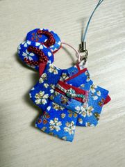 【7】和柄ミニ着物と草履のストラップ＊桜模様／和風小物／ハンドメイド