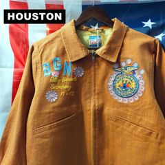 HOUSTON ヒューストン 新品 FFA ファーマーズ ジャケット サイズ 0 (XS~S相当) フラワー 刺繍 ワッペン オレンジ 10610