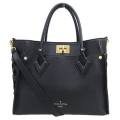ルイヴィトン LOUIS VUITTON モノグラムタフタージュ オンマイサイドMM 2WAYハンドバッグ ショルダー 斜め掛け 黒 ゴールド金具 レディース