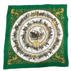 美品 HERMES エルメス 大判 スカーフ シルク 100％ カレ90 ロンシャン