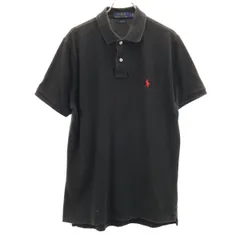 POLO RALPH LAUREN ポロラルフローレン 半袖 ポロシャツ M ブラック 鹿の子 メンズ 古着