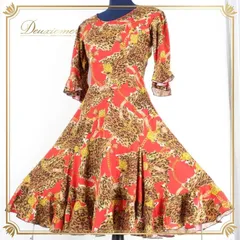 社交ダンス 衣装 スタンダード ドレス ワンピース レッスンウェア レディース オールシーズン Fashionα 赤 茶色 ブラウン系 レッド系 ヒョウ柄 イエロー系 ブラック系 ファッション きれい おしゃれ 演出 劇場 かわいい ステージ 目立つ デザイン