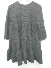 ◇ Θ ZARA ザラ ポップコーン 七分袖 ミニ丈 フレア　ワンピース サイズM ブラック レディース P  【1410230016372】