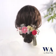 髪飾り 髪飾りセット 成人式 振袖 結婚式 ブライダル ヘッドドレス 卒業式 七五三 前撮り 赤 レッド 白 ホワイト 緑 グリーン カスミソウ あじさい つまみ細工 リーフ タッセル K-159