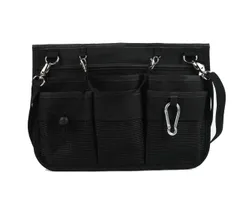 ２WAY 掃除用 多機能 エプロンバッグ 作業ポーチ 作業バッグ ウエストバッグ 工具バッグ 工具袋 ツールバッグ ガーデニングポーチ 腰袋 カラビナ ウエストベルト ショルダーベルト ペン・工具差しバンド付き 撥水 防傷加工 ブラ [ブラック] [Lサイズ]