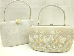 平和屋着物▼和装小物　和装バッグまとめて２点　ハンドバック　市松舞桜芝草文　組み織り　金銀彩　逸品　CAAS9633ju