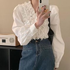 organdyfrill layered point gather sleeve - メルカリ