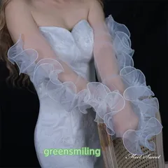 ウェディンググローブ フリル ウエディンググローブ 二の腕カバー チュール ブライダル 結婚式 花嫁 二次会 披露宴 前撮り 白 ホワイト 撮