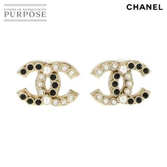 新品同様 シャネル CHANEL ココマーク ピアス ラインストーン パールモチーフ ゴールド ブラック B23K アクセサリー Earrings 90268660