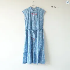 ラジャスタン　ドレス　ロング　ワンピース　半袖　ブルー　THALOF1151-2