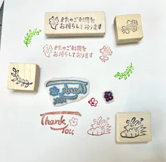 ラッピングに！6点セット消しゴムはんこ　持ち手付き　匿名配送