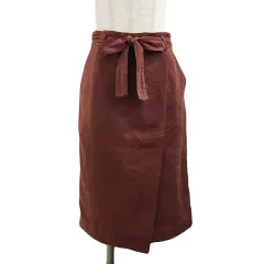 ジャスグリッティー JUSGLITTY スカート タイト 膝丈 無地 スリット リボンベルト スエード調 2 赤 茶 レッド ブラウン