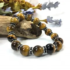 パワーストーン　ブレスレット　タイガーアイ　12mm 天然石ブレス （ブラック）メンズ・レディース　男性・女性　数珠ブレス　開運  [1]
