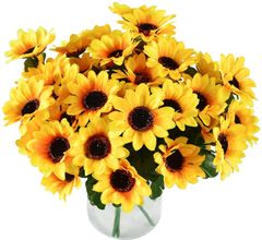 【数量限定】ひまわり himsyuden 造花 花束 4束28本 7本/束 人工観葉植物 枯れない花 生花みたい 撮影 母の日 お祝い プレゼント 結婚式 オフィス 喫茶店 部屋飾り インテリア（28本4束）