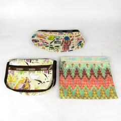 レスポートサック ポーチ 3点セット 総柄 小物入れ ブランド まとめて 小物 レディース LeSportsac 【中古】
