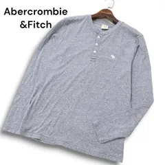 Abercrombie&Fitch アバクロンビー＆フィッチ 通年 ロゴ刺繍 ヘンリーネック 長袖 カットソー ロンTシャツ Sz.XS メンズ 灰