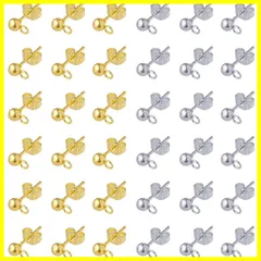 サージカル ステンレス カン付き ピアス パーツ 3mm ピアス 手芸 パーツ 丸玉 キャッチ付き ゴールド シルバー 40個 セット金具 素材