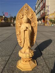 【修縁堂】大迫力 木彫仏像 阿弥陀如来立像 阿弥陀仏 彫刻 一刀彫 天然木檜材