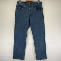 古着 ラングラー Wrangler デニムパンツ ストレート ジーンズ ジーパン 5ポケット 長ズボン ワンポイントロゴ w33 L30  ブルー メンズ