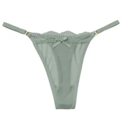 Tバック レディース キラキラ チャーム付き ラインストーン リボン付き 透ける レース メッシュ サイドストリング 腰ゴム セクシー おしゃれ 黒 白 赤 紫 rt-036