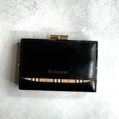 BURBERRY バーバリー / がま口コインケース 小銭入れ 小物入れ ミニ財布 パテントレザー ノバチェック ブラック NOVA CHECK