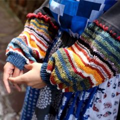 レディース千愛の森　手作りハンドメイド藍染刺繍冬コート