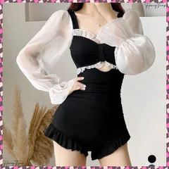 送料無料 ワンピース水着 シースルー袖 体型カバー スイムウェア カットアウト フェミニン水着 露出控えめ水着プール遊び 海水浴場リゾート ワンピ風オールインワン水着 水着レディース人気 切り替えワンピ水着 バイカラー無地水着