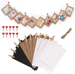 【数量限定】写真飾り 壁掛け展示ピクチャーポスター 写真立て セット ピクチャーフレーム紙製絵画写真フレーム クリップ・紐付き&ハートクリップ付き 写真フレーム(10枚セット) YFFSFDC