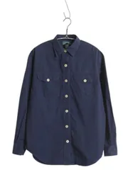 【お得なクーポン配布中!】 90s LAUREN ラルフローレン 長袖 シャツ レディース S 紺 古着 オールド ポロ コットン ブラウス コットン ワンポイント ロゴ刺繍 ネイビー