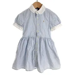 ポロ ラルフローレン POLO RALPH LAUREN 子供服 ワンピース 半袖 ストライプ ポニー刺繍 コットン 青 ブルー 白 ホワイト100cm ■SM3 /ZS