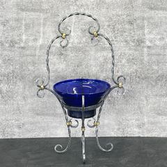 アンティーク調 フラワーベース 【中古】Emilio Robba ガラス 花器 花瓶 アイアン×ガラス エミリオ・ロバ PARIS 全高約55cm/5102054