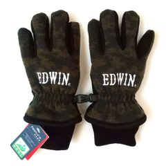 EDWIN  子供用 キッズ 手袋  18cm  迷彩柄  防風加工  裏ボア