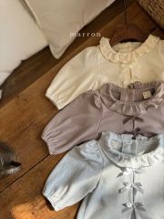 韓国子供服【新品 即納 SALE / 20％OFF 】-リトルブルーム韓国子供服/正規販売店 -【1日〜2日発送2024秋冬新作 MARRON マロン リボントップス ベビー キッズ 韓国子供服　韓国こども服　韓国キッズ　韓国ベビー　海外