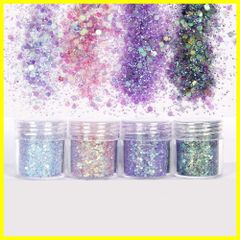 4色セット ネイルグリッタージェルネイルラメホログラムセット1mm＆パウダーミクスサイズグリッターラメホログラム ケース入り