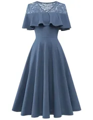 『大人気』 膝丈 Aライン レース 大きいサイズ お呼ばれ 半袖 フォーマルドレス 同窓会 レディース 謝恩会 ドレス パーティー 二次会 ワンピース 披露宴 Dresstell(ドレステル)結婚式