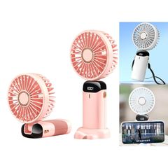即納：携帯扇風機 首掛け扇風機 【手持ち＆卓上 ＆首掛アロマチップ付き＆残量表示】 静音4000mAh ハンディファン 強力 手持ち 卓上 静音 コンパクト 折り畳み ファン LEDディスプレイ 5段階風量調節 バッテリー残量可視 熱中症/暑さ対策 花見/ 1