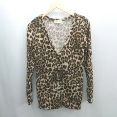 ◇ ⊇ Auntie Rosa ヒョウ柄 長袖 カーディガン サイズM ブラウン系 ベージュ系 レディース E  【1502060033350】