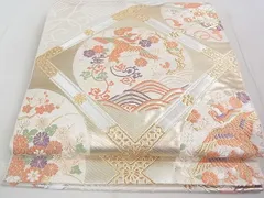 平和屋着物○全通柄袋帯 網代文様 組織 正絹 逸品 BAAU1865hv