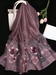 真綿シルク製スキニー軽量スカーフ、春夏秋に最適、杭州刺繍の手刺繍が優美、母や女性に贈る手作りのギフト、エレガントなバンダナ、髪ベンド、ヘッドバンド、より魅力的なルックを演出します