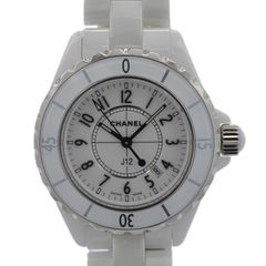 【電池交換済】【3ヶ月保証】CHANEL シャネル J12 クォーツ 33ミリ H0968 QZ ホワイト文字盤 セラミック レディース腕時計 【内部点検済】【美品