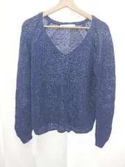 ◇ ⊂ Spick & Span スピック アンド スパン リネン100% 長袖 ニット セーター サイズ表記なし ブルー レディース E  【1410230013319】