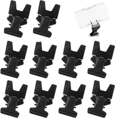 新品 happykau カードクリップ 10個入りプライスカード立て ステンレス 値札 立て カード立て ポップスタンド 広告 スタンド 角度調整可能 滑り止め付 金属 値札 業務用 店舗用品 (ブラック)