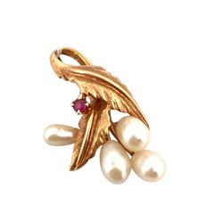 【鑑定済み】正規品 TASAKI タサキ 田崎 ネックレストップのみ K14YG 淡水パール 真珠 ルビー ブランドジュエリー