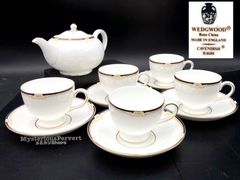 MZ635) WEDGWOOD Cavendish ティーポット カップ＆ソーサー 5客 計6点 セット 現状品