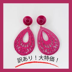 【大特価】★訳あり★Wood透かし＊チェリーピンクボタンヘッドピアスorイヤリング(cr-115_2)